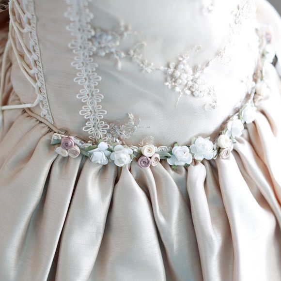 Flower Girl Dress Party Royal Princess Champagne Light Gold Girls Size 4 - Picture 6 of 6